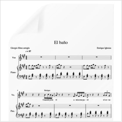 El Baño - Enrique Iglesias ft. Bad Bunny. PDF Partitura piano. Arr. by Giorgio Elmo.