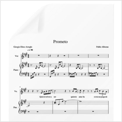 Prometo - Pablo Alboran. PDF Partitura piano y voz. Arre. by Giorgio Elmo.