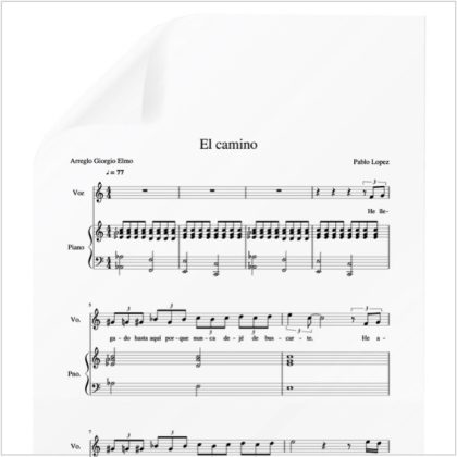 El Camino - Pablo Lopez. PDF Partitura piano y voz. Arr. by Giorgio Elmo.