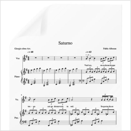 Saturno - Pablo Alboran. PDF Partitura piano y voz. Arr. by Giorgio Elmo.