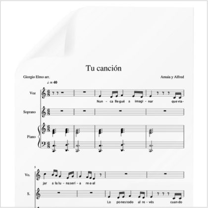 Tu canción - Amaia y Alfred.(Final OT) PDF Partitura piano y voces. Arr. by Giorgio Elmo.