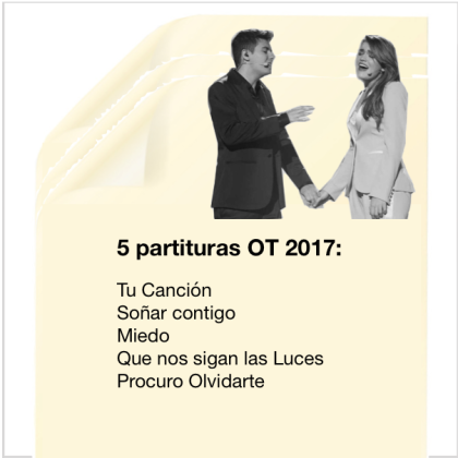 OT - 5 Partituras piano y voz. Tu Canción, Soñar contigo, Mied, Que nos sigan, Procuro Olvidarte. OFERTA!