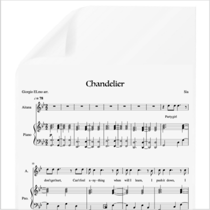 Chandelier (Sia) - Aitana Final OT 2017. PDF Partitura piano y voz.  Arr. by Giorgio Elmo.