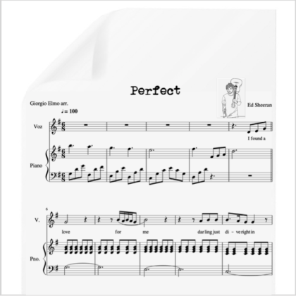 Perfect - Ed Sheeran. PDF Partitura piano y voz. Arr. by Giorgio Elmo.