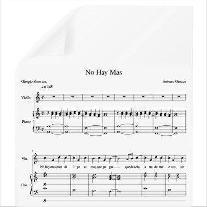 No Hay Más - Antonio Orozco (estilo Pablo Lopez). PDF Partitura piano y voz.  Arr. by Giorgio Elmo.