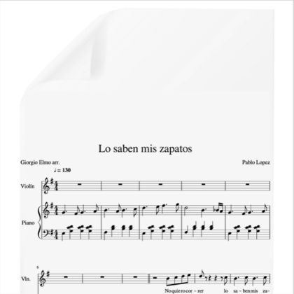 Lo saben mis zapatos - Pablo Lopez. PDF Partitura piano y voz.  Arr. by Giorgio Elmo.