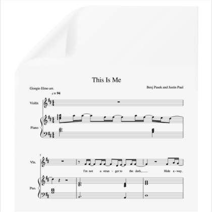 This is me - The Greatest Showman. OT 2018. PDF Partitura piano y voz.  Arr. by Giorgio Elmo.