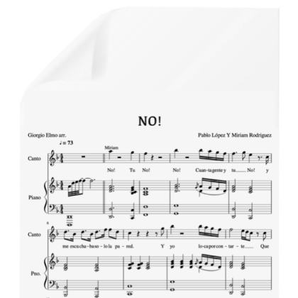 No! - Pablo López & Miriam Rodríguez. PDF Partitura piano y voz.  Arr. by Giorgio Elmo.