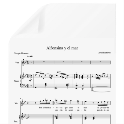 Alfonsina y el mar -  Amaia OT. PDF Partitura piano y voz.  Arr. by Giorgio Elmo.