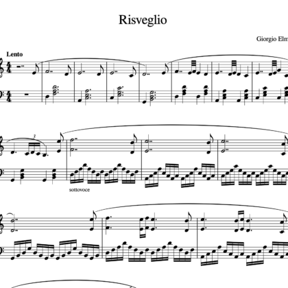 Risveglio - PDF. Partitura piano.  Music by Giorgio Elmo.