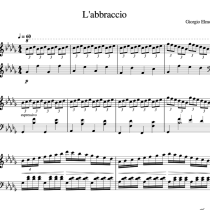 L'Abbraccio - PDF. Partitura piano.  Music by Giorgio Elmo.